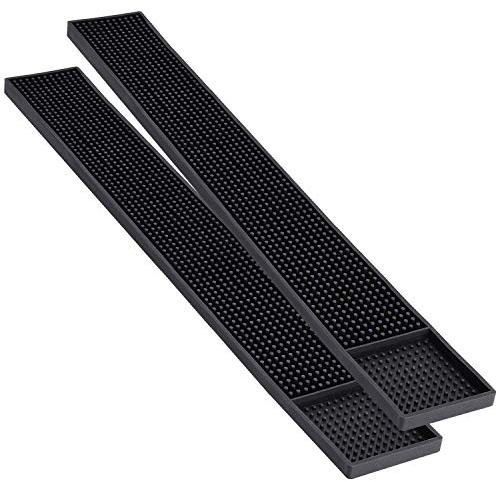 Noverlife 2PCS 23.65 x 3 Rubber Bar Mats, Non-Slip Bar Service Spill Mat Bar Table Mat Restaurant Kitchen Counter Bar Pad for Mixing Drinks, Anti-Skid Heat Resistant Barber Station Mat for Hair Salon