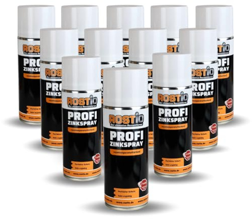 Rostio Profi Zinkspray | Zinkgrundierung | Zinklamellenbeschichtung | Zinklamellenspray für höchsten Korrosionsschutz & Rostschutz (12 er Set)