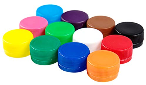 Healifty 100pcs Plastic Bottle Caps Colorful Bottle Protection Lids for Kids Kindergarten DIY Craft Projects Scrapbooks