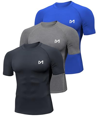 MEETYOO Kompressionsshirt Herren, Laufshirt Kurzarm Funktionsshirt Atmungsaktiv Sportshirt Männer T-Shirt für Running Jogging Fitness Gym