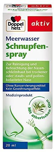 Doppelherz Meerwasser Schnupfenspray – Medizinprodukt bei trockener Nasenschleimhaut, reinigt und erfrischt die verstopfte Nase – 20 ml