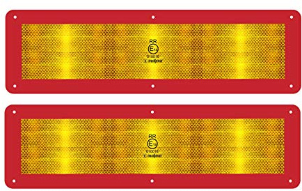 MAGMA 2 Reflektierende hintere Warntafeln für lange Fahrzeuge 12m ECE70 - Rot-gelbes Schild Lkw-Wohnwagen-Anhänger Wohnmobil - Retroreflektierende Tafel (RR) - Kratzfest, 6 Klemmlöcher, selbstklebend
