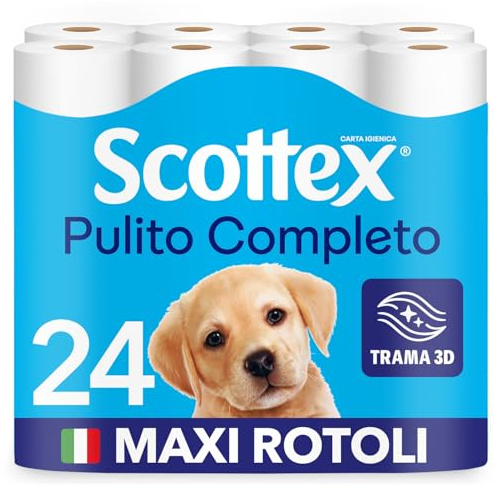 Scottex Carta Igienica, Formato Salvaspazio, Confezione 100% Riciclabile, Fatto in Italia, 24 Rotoli