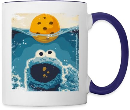 Sesamstraße Krümelmonster Hai Humor Witzig Tasse Zweifarbig