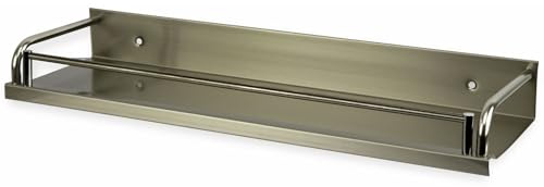 Unbekannt Küchenregal, 60 cm, Edelstahl gebürstet, Silber, Ideal für Küchenutensilien, Gewürze, Soßen, Kräuter, Gläser, Stabilität durch Falz und Edelstahl-Reling, 600 mm x 120 mm x 45 mm