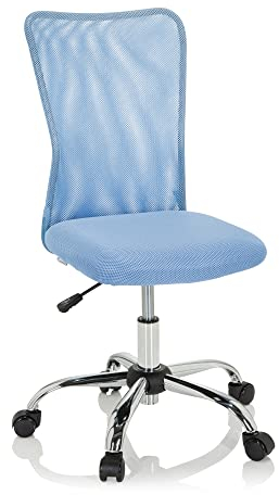 hjh OFFICE 691018 Kinderdrehstuhl KIDDY NET I Stoff/Netz Blau Kinderschreibtischstuhl mitwachsend, ohne Armlehnen