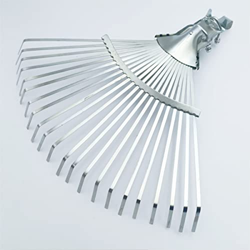 TEKLiNe Rastrello Giardino Scopa Acciaio Zincato Regolabile Foglie Terra Sassi Utensile Manuale Accessorio Giardinaggio, Scopa Giardino Foglie Sassi Terra Pulizia Attrezzo in Acciaio Regolabile