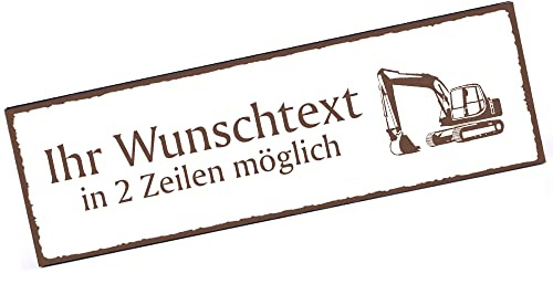 Türschild Bagger Namensschild personalisiert mit Gravur- 150mm x 50mm - selbstklebend