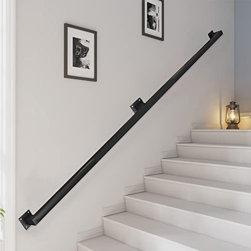SXBHDM Moderner schwarzer Handlauf für Treppen – komplettes Set.30cm-600cm Treppengeländer, an der Wand montierter Haltegriff aus Metall, Schmiedeeisen, Sicherheitsstützstange (Size : 300cm)