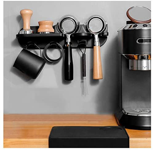 Primst Coffee Portafilter Wall Mount Rack, Space Saving Floating Wall Shelves Coffee Station Organizer, Espresso Tools Coffee Portafilter Holder for Bar, Home, Office (58mm)