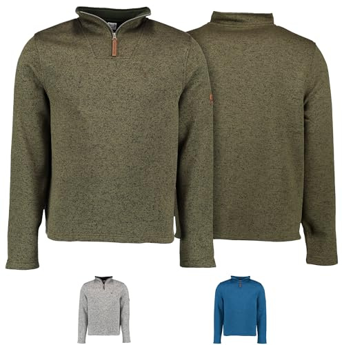 German Wear Herren Jagd Fleecepullover Strickfleece Freizeitpullover hochgeschlossen