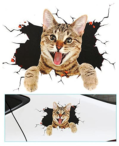Autoaufkleber,3D Katze Auto Aufkleber, 3D Katze Kätzchen Tier Auto Aufkleber Lustige Persönlichkeit Simulation Motorrad Dekoration Auto Styling Aufkleber
