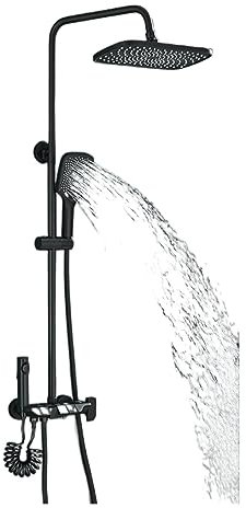 EYESLA 2023 New Grey Piano Digital Shower Set Intelligent Brass Bathroom Shower Faucets Hot Cold Waterfall Tap Rainfall Gray Shower System LED Shower Panel (Color : Nero, Size : 1)