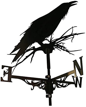 EICOFF Exquisite Metal Weather Vane Ornament Wind Direction Indicator Weather Vane Retro Crow Stainless Steel Weathervane for Garden Patio Yard Ornament Decoration Easy Install Weathercock Measurin