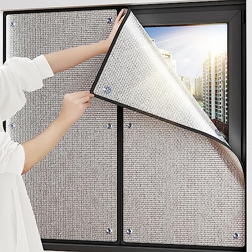 Zlovne Reflektierende Sonnenschutzfolie,Fensterfolie Blickdicht,Sichtschutz Wärmeisolierung Dachfenster innen oder Außen UV-Schutz für Büro und Haus,Wärmeschutzfolie Hitzefolie (50x100cm/20 x39)