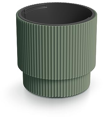 Tymar Blumentopf mit Einsatz, Blumenkübel aus Kunststoff, Übertopf, Pflanzkübel Gross(DBMIN Waldgrün,ø 30 cm)