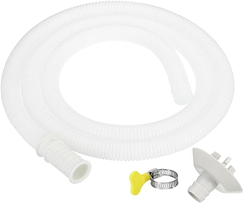 PATIKIL 4.9ft Air Conditioner Drain Kit, Universal AC Drain Hose Connector Hose with Clamp Connector 3 for Mini-Split Window AC Unit Faucet, White