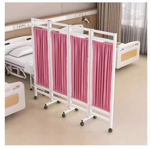 zktoermn Foldable Privacy Screen, 6 Ft Tall Room Divider Screens Medical Privacy Screen On Wheels for Nursing Home Medical Clinic Spa Lab (Color : Pink, Size : 4PCS)