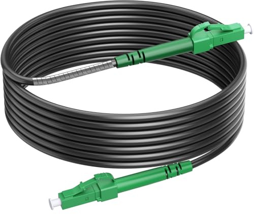RamboCables OS2 15M Gepanzerte Glasfaser-Kabel LC/APC auf LC/APC Singlemode