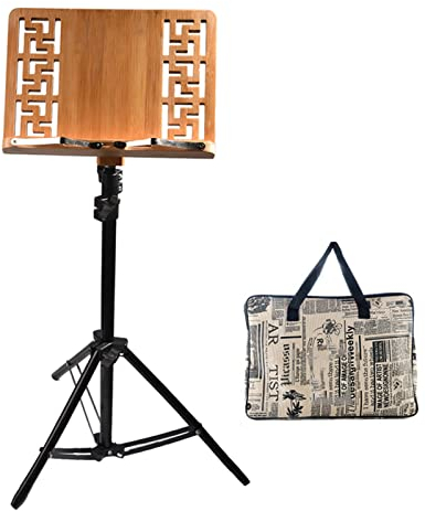 HJXGQJM Orchester-Notenständer Aus Holz, 2-in-1 Dual-Use Desktop Buchständer, Bambus Schreibtisch Notenhalter Mit Stativfuß, Musik Notenständer Notenständer