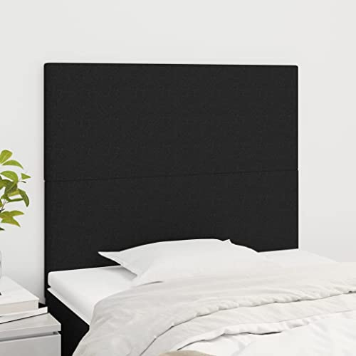 CKioict Betthaupt Wandkissen Bett Bettkopfteil Schlafzimmer Kopfteile 2 STK. Schwarz 90x5x78/88 cm StoffGeeignet für Schlafzimmer, Gästezimmer, Schlafsaal