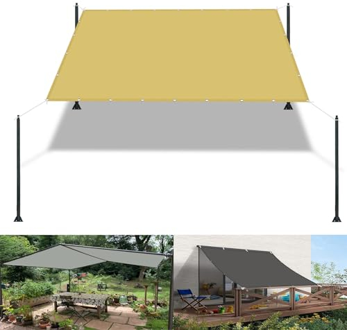 Segeltuch Wasserdicht 2.5 x 4 m Wasserdicht Sonnenschirm Balkon Reißfest UV-Schutz nach Mass Polyestergewebe Mit Seil Beschattungsnetz für Balkon Terrasse Garten, Creme Farben