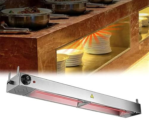 Lampe chauffante pour aliments, lampe chauffante de cuisine gastro, lampe chauffante suspendue, lampe chauffante en acier inoxydable pour cuisine, lampe chauffante alimentaire Buffet,60x15x6.5CM