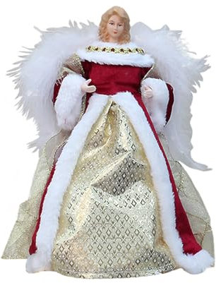 PLUSHCEWT Angelo per Albero di Natale, Angelo con Ali di Piume per Albero di Natale, Copricapo per Albero di Natale, Figurina per Albero di Natale, Decorazioni per Feste nel Paese delle Meraviglie.