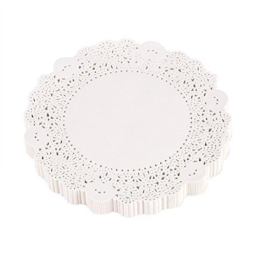 Papierdeckchen, 180 Stück, Papier-Spitzendeckchen, ausgehöhlte Papiermatte, verschiedene Größen, Dessert-Papiertabletts, runde Papier-Tischsets für Hochzeit, Basteln, Party (9.5 inches diameter 24cm)