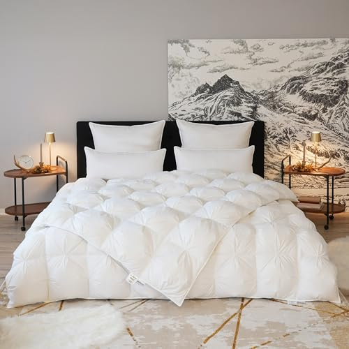 BEFA NATUR Daunendecke 240x220 cm Ganzjahr | 100% Reine Daune | luxuriöse Mont Blanc Serie | Füllgewicht 780g | Allergiker (NOMITE) | Tierwohl (DOWNPASS) | Oeko-TEX Klasse 1 | Made in Germany