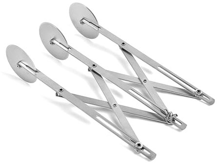 Adjustable Width Stainless Steel Dough Divider, Multiple Wheel Pizza Cutter for Easy Baking Tool with Arch Design, and Fashionable, Enjoy Kitchen Time! (3 Wheel)