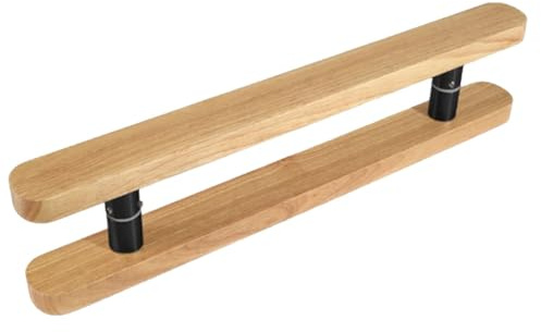 Rustic Solid Wood H Shape 2 Sided Entry Door Handle Large Duty Sliding Barn Door Pull Handle for Glass and Sauna Room Doors (W 60cm)