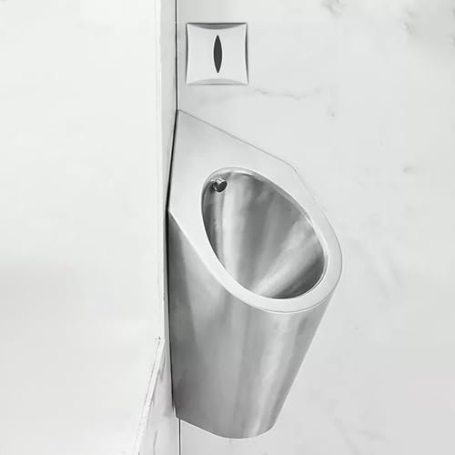 Ecke-Urinal 304 Edelstahl-Urinal, Intelligentes Induktions-Urinal mit Spülung, Spül-Urinale für Familien, Männliches Urinal für Schulen/Kindergärten/Einkaufszentren/öffentliche(Silver 4)