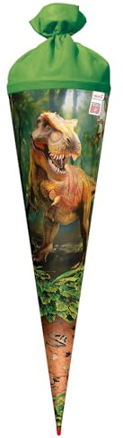 ROTH Motiv-Schultüte, T-Rex Welt, 70 cm, rund, Rot(h)-Spitze, Filzverschluss