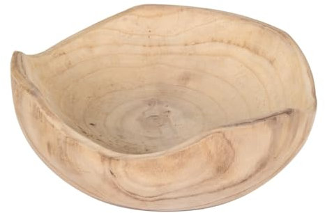 SIGNES GRIMALT Grand Plat Coupe en bois de paulownia, forme et décoration naturelles en bois clair, diamètre 30 cm