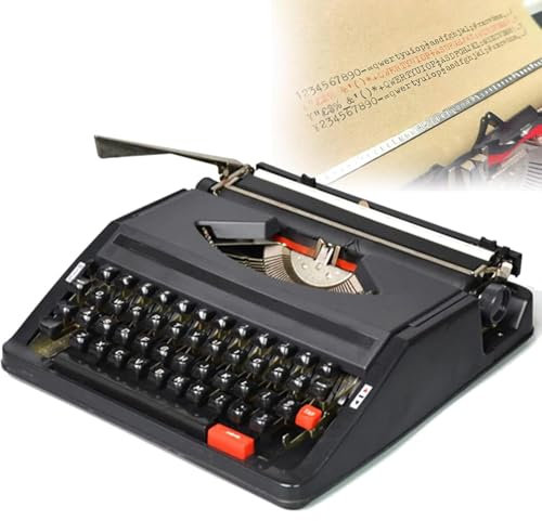 Traditionelle Schreibmaschine, tragbare manuelle Schreibmaschine, klassische mechanische englische Schreibmaschine, mittelalterliche Gegenstände mit Gebrauchs- und Zeitspuren, einfach zu bedienen