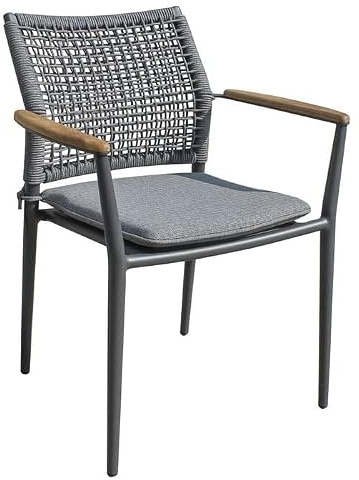OUTLIV. Aruba Stapelsessel, stapelbar, mit Rückenlehne, Anthrazit | Aluminium; stapelbar und mit Rückenlehne; 46cm; Anthrazit; platzsparend, komfortabel; für Garten und Terrasse