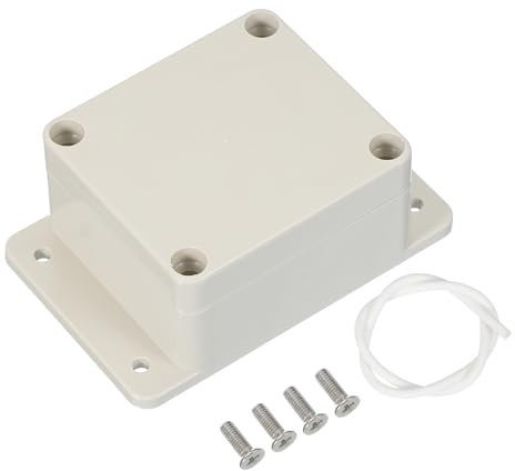 PATIKIL 63x58x35mm Junction Box, Electrical Enclosure Box ABS Plastic Waterproof Outlet Plug Cover Cord Protector with Mounting Plate for Outdoor Indoor, White/Grey