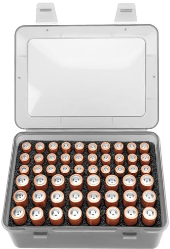 Linkidea Custodia organizer per batterie contiene 24 batterie AA e 30 AAA, scatola portatile resistente per casa, viaggi, campeggio, grande capacità
