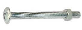 10 Boulons Poeliers Zingués diamètre 6,0 mm - Longueur 70 mm - Diamètre 6 mm