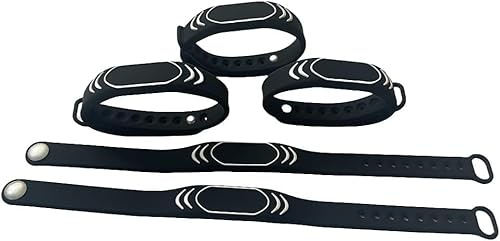 5 pezzi, NTAG213 NFC braccialetto intelligente impermeabile per controllo accessi, 13,56 MHz RFID Management Wristband (nero)