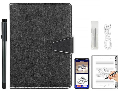 Digital Notebook Drawing Tablet with Smart Pen, Real-Time Syn for Digitizing, Convert to Text,Storing and Sharing Paper Notes, Electronic Writing Board Compatible with Smartphone Tablet,Black A