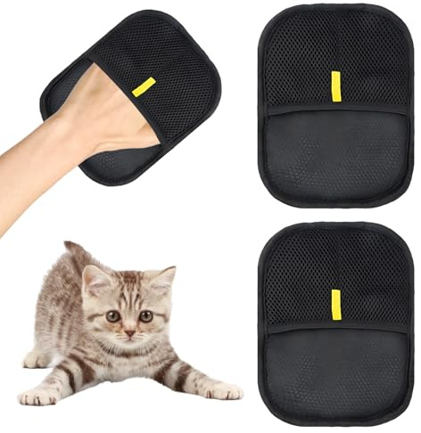 CJAPGJW Pet Hair Remover Glove, Fur Magnetic Glove, 2 Cat Brushes for Hair Care, Fur Wonder Brush for Dogs and Cats, Ideal for Cleaning and Care When Bathing