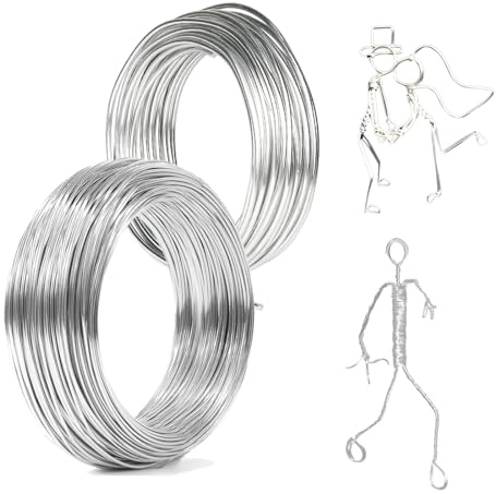 Silber Basteldraht: 2 Stück 1mm*30m Silberdraht, 2mm*15m Aluminiumdraht, Schmuckdraht Silber, Weicher Biegsamer Draht für Schmuckherstellung, DIY Bastelarbeiten, Modellieren