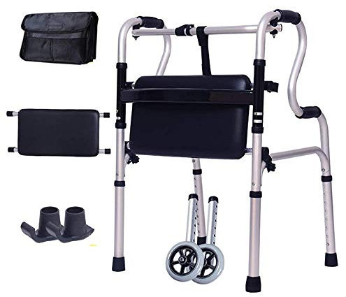 TAIYUESHAN Deambulatore, Deambulatore Deambulatore Deambulatore per Adulti in Alluminio per Anziani, con Ruote e Sedile in PU Telaio da Passeggio Pieghevole Leggero Regolabile in Altezza