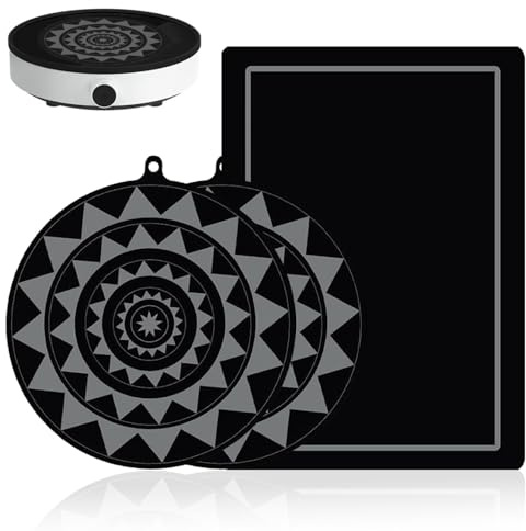 Guyode 3 Pièces Adaptateur Induction, Anti Eclaboussures Adaptateur Induction, Antidérapant Protege Plaque de Cuisson, Pliable Protège Plaque Inductions pour Les Tapis Comptoir Les Tapis Comptoir