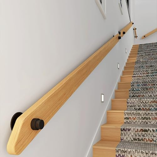Pasamanos de madera para escaleras, barandilla antideslizante para uso en interiores y exteriores, 220 cm, soporte seguro para niños y ancianos, accesorios duraderos incluidos