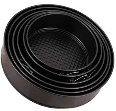 LOLIPPYY 6 Pièces Moules à Gâteau Ronds Antiadhésifs avec Charnière de Acier Fond Amovible pour Nettoyage Facile Adaptés Anniversaire et Mariage Noir