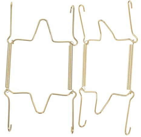 Supports Muraux Décoratifs pour Assiettes U en Acier Inoxydable 2 Pièces | Montage Facile, Charge Robuste, Usage Temporaire et Affichage, Finition Dorée pour Plaques et Petits Outils