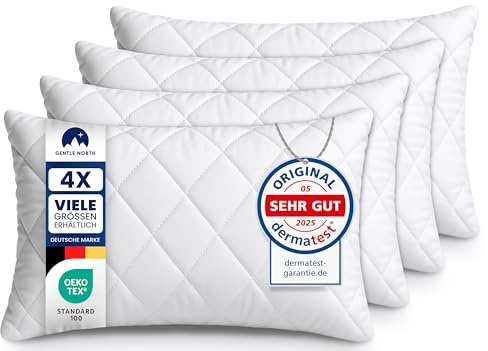 Gentle North Kopfkissen (40x60 cm groß) - 4er Set Kissen für Bett und als Dekokissen - Mit Reißverschluss für Füllung - Sofakissen - Zierkissen für Couch und Sofa - Ökotex - Waschbar bis 60° - Weiß